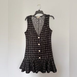 Stylish Black and White Plaid Mini Dress